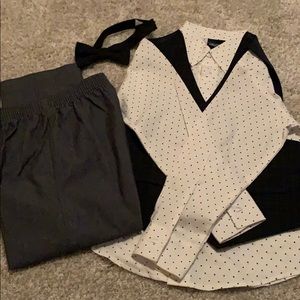 Black wash plaid vest with bow tie outfit